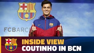 BEHIND THE SCENES Coutinhos first day at Barça [upl. by Eentirb]