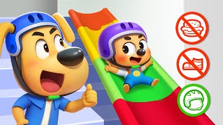 Stair Slide Adventure  Fun Story  Safety Rules for Kids  Sheriff Labrador [upl. by Sherj]