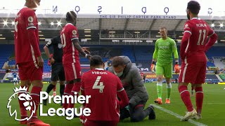 Virgil van Dijk injured after collision with Jordan Pickford  Premier League  NBC Sports [upl. by Krystle]