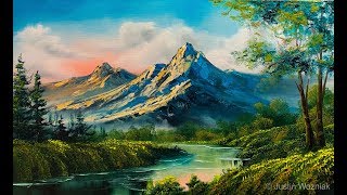 Landscape Painting 101 The Easiest Painting  Paintings By Justin [upl. by Terina200]