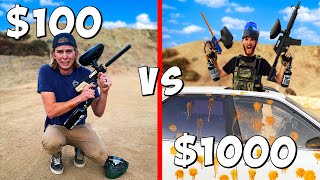 100 vs 1000 Paintball Battle Royale BUDGET CHALLENGE [upl. by Ayokahs]