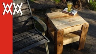 DIY rustic side table made from free pallets [upl. by Spears]