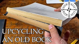 Upcycling An Old Book Reclaiming Materials  Making A Piercing Cradle  Making a Pocket Notebook [upl. by Drwde319]