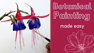 BOTANICAL WATERCOLOR  how to paint fuchsia [upl. by Enyale]