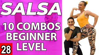 Salsa Tutorial 28 10 beginner salsa patternscombos  by MariusampElena 2020 [upl. by Sonja]