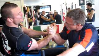 Arm Wrestling  Devon Larratt vs John Brzenk practice  VancouverArmWrestlingcom [upl. by Atikim]