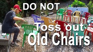 HOW TO Paint Plastic Patio Chair  1 DIY CHEAP in MinutesEASY NO SPRAYINGOutdoor Garden Furniture [upl. by Maddy]