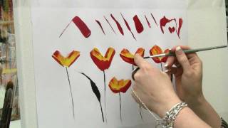 Acrylmalen Malen lernen Übungen zur Mohnblume Acrylic painting Tutorial Demo floral painting [upl. by Croix]