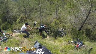 INSANE onsite footage from chaotic Stage 13 crash  Tour de France 2021  NBC Sports [upl. by Ynoep797]