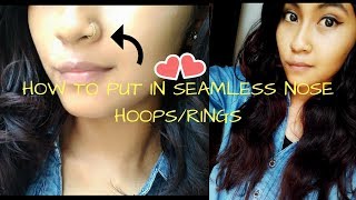 HOW TO PUT IN SEAMLESS NOSE HOOPRINGS [upl. by Ecnaiva10]