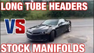 Chevy Camaro SS 62L LONG TUBE HEADERS Vs STOCK MANIFOLDS [upl. by Wampler]