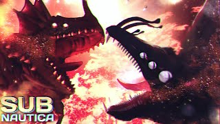 GARGANTUAN LEVIATHAN VS SEA DRAGON and others  Subnautica Leviathan fights [upl. by Snider]