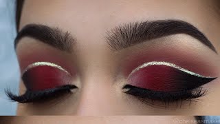 tutorial  Red cut crease  glitter [upl. by Sowell668]