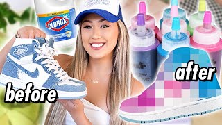 Attempting to BLEACH amp DYE Nike Jordan 1 Sneakers [upl. by Cesya]