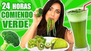 24 HORAS COMIENDO VERDE  RETO SandraCiresArt  All Day Eating Green Food Challenge [upl. by Vigor]