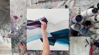 Abstract Acrylic Painting Techniques Using a Catalyst Wedge [upl. by Balfore231]