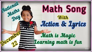 Maths day Song  Action Song For Children  EnglishWith Lyrics National Mathematics day programs [upl. by Claribel]