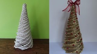 Jak zrobić choinkę z papierowej wikliny wicker paper christmas tree [upl. by Anaibaf901]