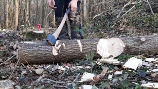 Granfors Bruk American felling axe 285quot handle bucking practice [upl. by Boyden]