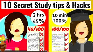 10 SECRET STUDY TIPS TO SCORE HIGHEST IN EXAMS  FASTEST WAY TO COVER ENTIRE SYLLABUS  STUDY HACKS [upl. by Yhtrod]