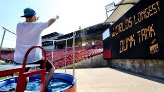 Worlds Longest Dunk Tank Throw  Dude Perfect [upl. by Inan]