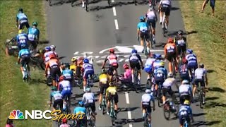 Tour de France 2020 Massive crash separates riders in Stage 10  NBC Sports [upl. by Heyward]