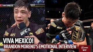 Viva Mexico Brandon Morenos emotional interview with Joe Rogan as Mexicos first UFC champion [upl. by Suoicserp]