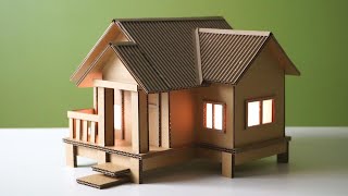 Awesome  Make a Beautiful Cardboard House with LED  for project [upl. by Arbmat]