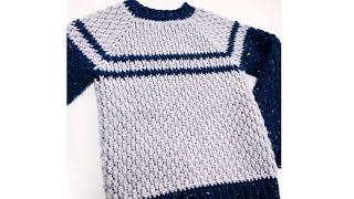 Crochet sweater for 5 year olds Alpine Stitch Crochet for Baby LEFT HAND VERSION [upl. by Isadora]