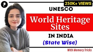 UNESCO World Heritage Sites in India  STATE WISE  Art amp Culture  With Memory Tricks [upl. by Aluk]