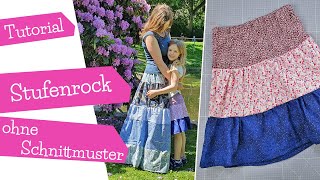 Stufenrock  Maxirock nähen ohne Schnittmuster  Tutorial  Nähanleitung  mommymade [upl. by Baily]