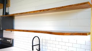 DIY Live Edge Floating Kitchen Shelf Installation [upl. by Anitsugua132]