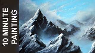 Painting a Misty Mountain Landscape with Acrylics in 10 Minutes [upl. by Onifled]