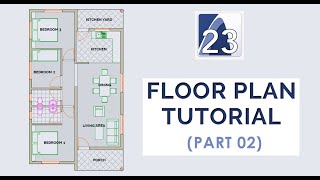 ArchiCAD 23  Floor Plan Tutorial Part 02 [upl. by Leeke312]