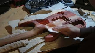 Lacquering the Padauk Strat [upl. by Nylatsyrc]