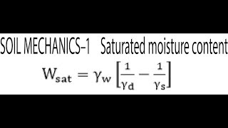 SOIL Mechanics 1Relation for Saturated moisture content [upl. by Licht]