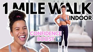 FAST 1 Mile Walk at Home Happy Mood Boost Fitness Videos [upl. by Merissa]