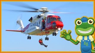 Rescue Helicopters For Children  Geckos Real Vehicles [upl. by Eilema]