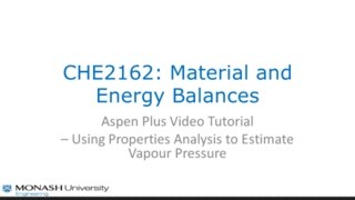 CHE2162 Aspen Plus Video Tutorial  Vapour Pressure Properties Analysis [upl. by Joby]