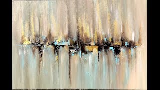 Skyline abstract painting with Acrylic abstract art acrylpainting abstrakte Malerei mit Acryl [upl. by Arotak556]