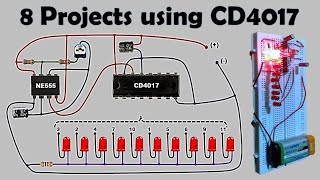 CD4017 IC Projects  LED Chaser Circuit Diagram [upl. by Wilcox993]