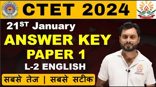 CTET Answer Key Paper 1  Language 2 English  January 2024  CTET Paper01  CTET Answer Key 2024 [upl. by Orran]