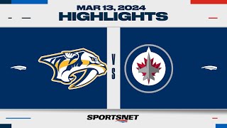 NHL Highlights  Predators vs Jets  March 13 2024 [upl. by Arek]