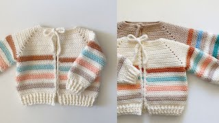 Crochet Cotton Stripes Baby Sweater [upl. by Otero]