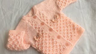 Hand Knitted new born baby cardigan sweater size 03 detailed guide [upl. by Giulia]