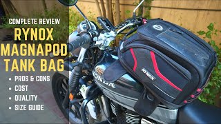 RYNOX MAGNAPOD TANK BAG REVIEW  PROS amp CONS  COST HONDA HIGHNESS  Bike Ride  Tank bag for bike [upl. by Vilberg611]