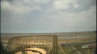 Cyclone Wooden Roller Coaster Front Seat POV  Pleasureland Southport UK [upl. by Nivets]