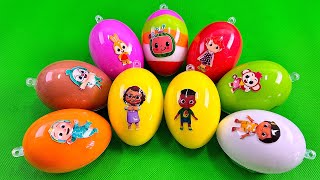 Satisfying ASMR🌈 Looking Pinkfong in Rainbow Easter EGGS with SLIME Coloring [upl. by Aldwin]