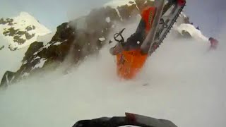 TERRIFYING SNOWMOBILE ACCIDENT ON GOPRO [upl. by Oiled]