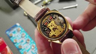 How To Change Batteries Bulova Accutron Tuning Fork Watch [upl. by Aisatana]